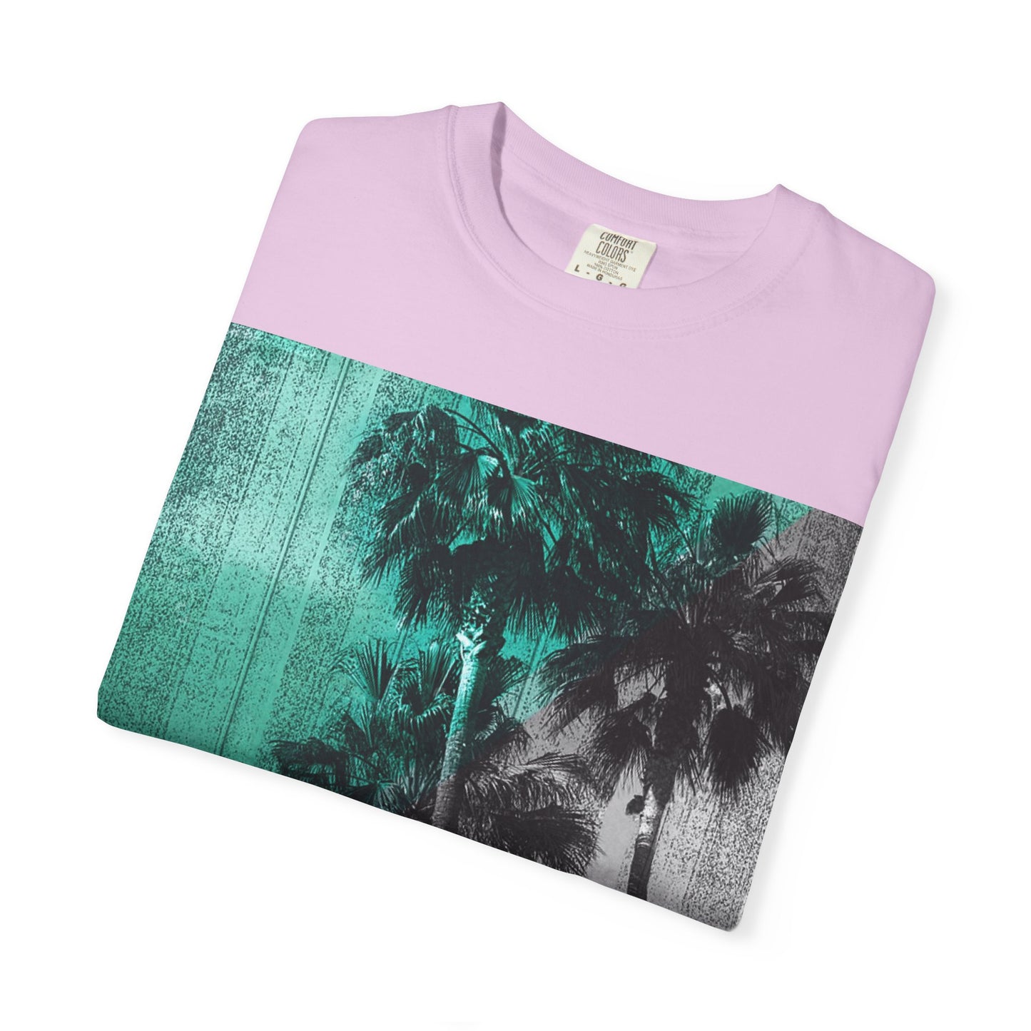 Palm Trees Photo Tee — Vintage Teal Sunset T-Shirt