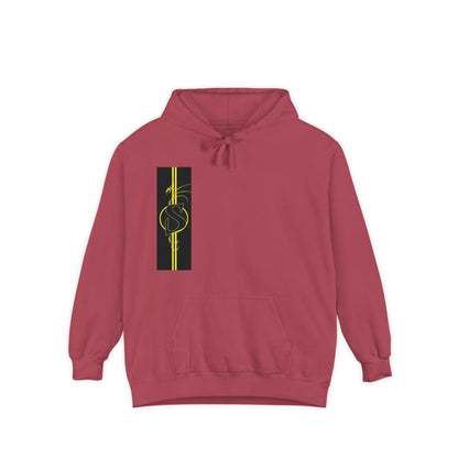 Volleyball Stripe Hoodie — Retro Yellow & Black Volleyball Design