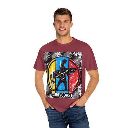 Surf Coast Unisex Garment-Dyed T-shirt - Retro Beach Vibes, Summer Essential, Surfing Gift, Casual Wear, Vacation Style