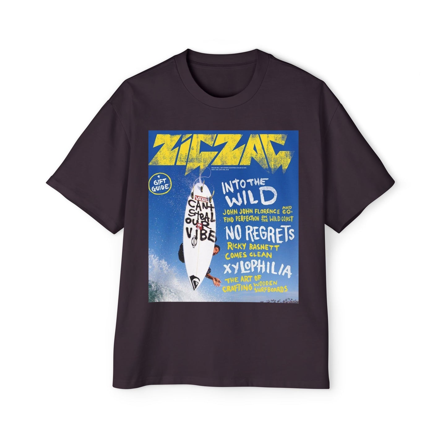 Surf Poster Graphic Tee — "Into the Wild / No Regrets" Oversized Men’s T‑Shirt