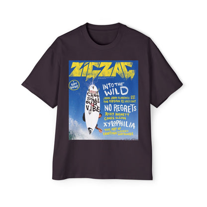 Surf Poster Graphic Tee — "Into the Wild / No Regrets" Oversized Men’s T‑Shirt