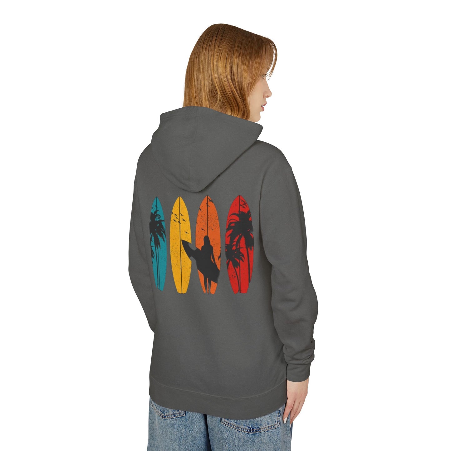 Surf Vibes Unisex Lightweight Hooded Sweatshirt – Perfect for Beach Lovers