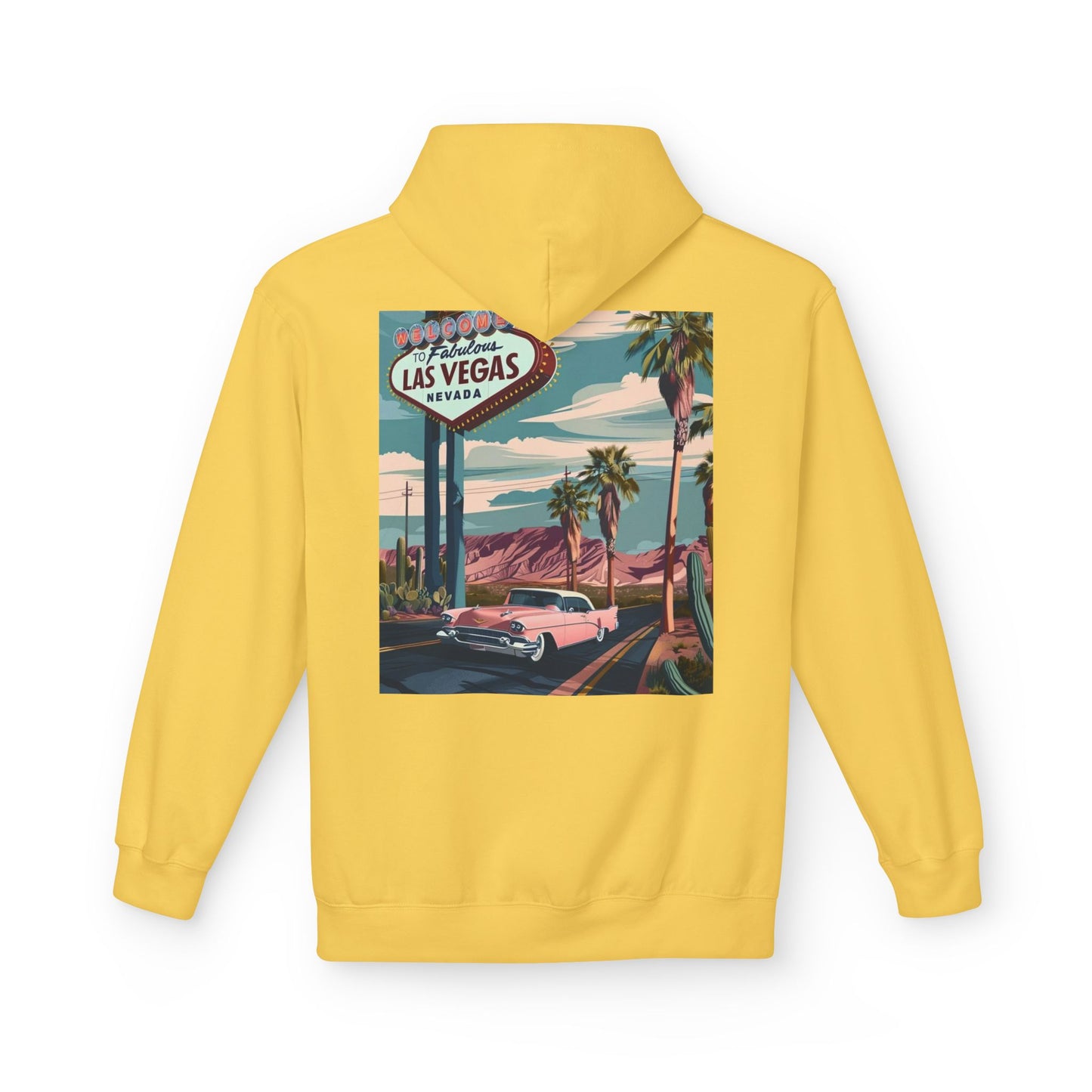 Retro Las Vegas Fleece Hoodie - Unisex Midweight Sweatshirt