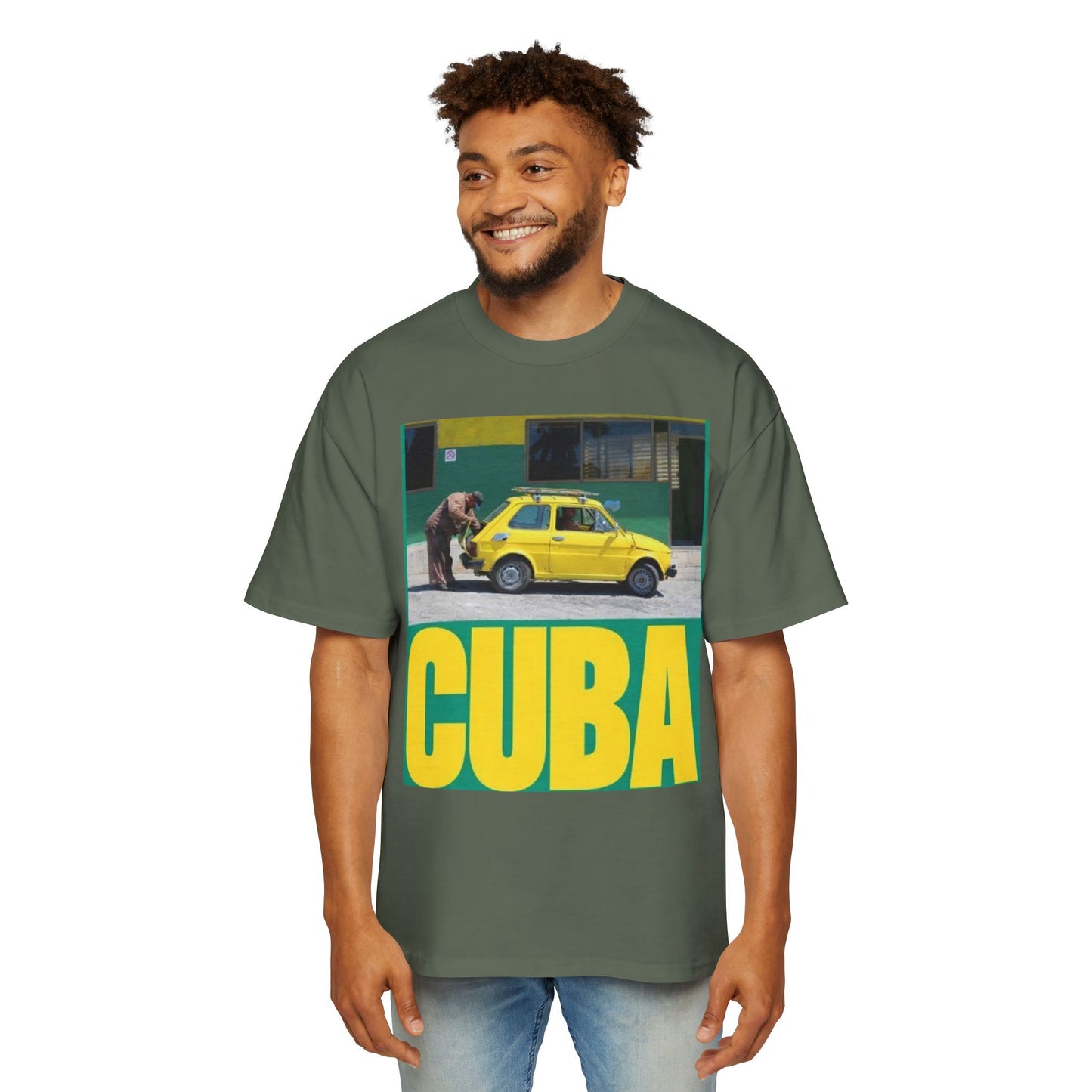 Cuba Vintage Photo Tee — Retro Yellow Car Graphic T-Shirt