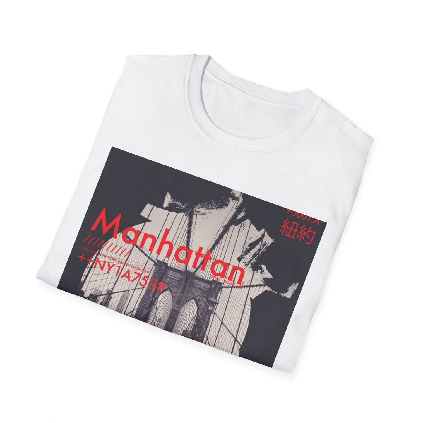 Manhattan Unisex Softstyle T-Shirt, NYC Art Tee, Graphic T-Shirt, Casual Wear, Gift for City Lovers, Travel Enthusiast
