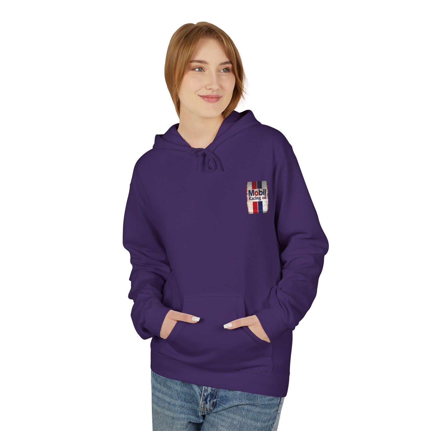Retro Mobil Racing Oil Fleece Hoodie for Motorsport Enthusiasts