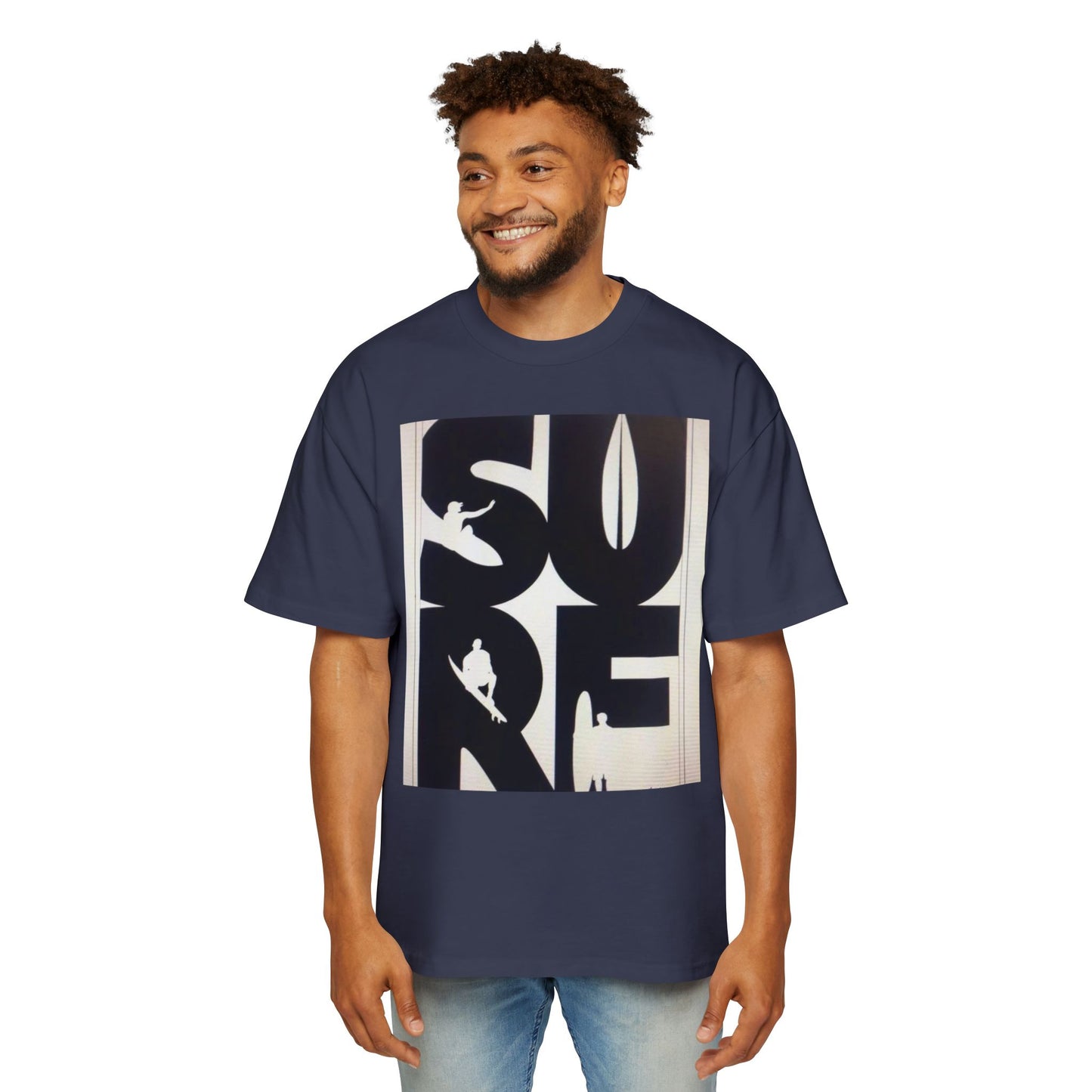 Surf Graphic Tee — Oversized Men's Surfboard Silhouette Shirt