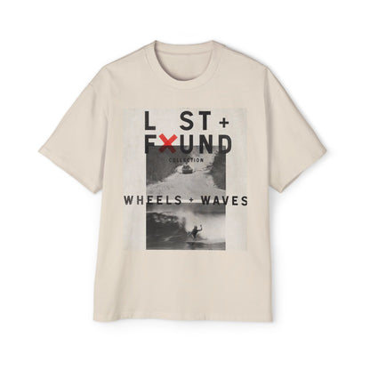 Lost & Found 'Wheels + Waves' Graphic Tee — Oversized Men's Surf Skate Shirt