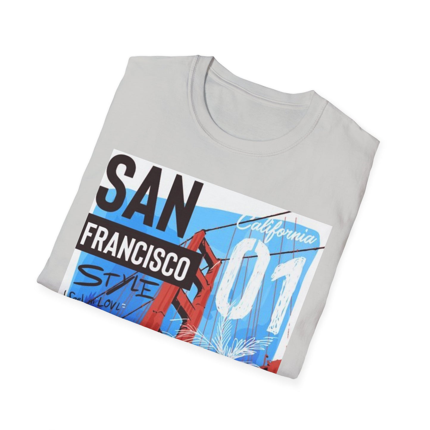 San Francisco Graphic Unisex Softstyle T-Shirt - California Vibe, Perfect for Beach Lovers