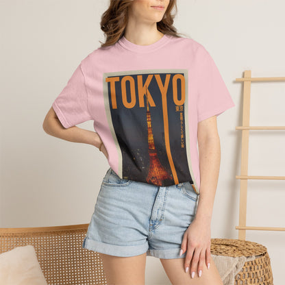 Tokyo Nightscape Graphic T-Shirt — Vintage Japan Tower Travel Poster Tee