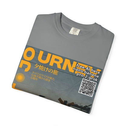 Sunset Train Graphic T-Shirt — Japanese Retro Transit Poster Tee