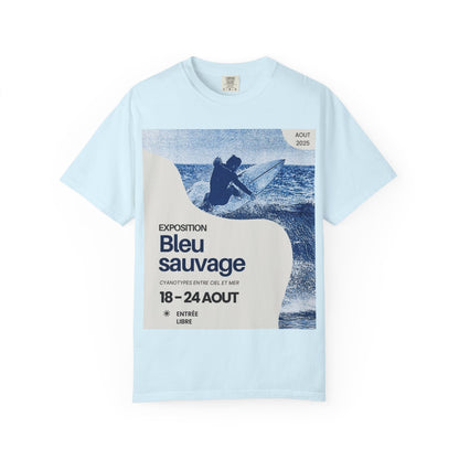 Bleu Sauvage Surf Poster T-Shirt — Vintage French Surfing Graphic Tee