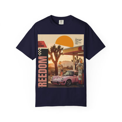 Freedom Road T-Shirt — Retro Desert Sunset Vintage Car Graphic