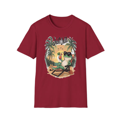 Just Chill Unisex Softstyle T-Shirt - Relaxing Frog Design for Casual Summer Vibes