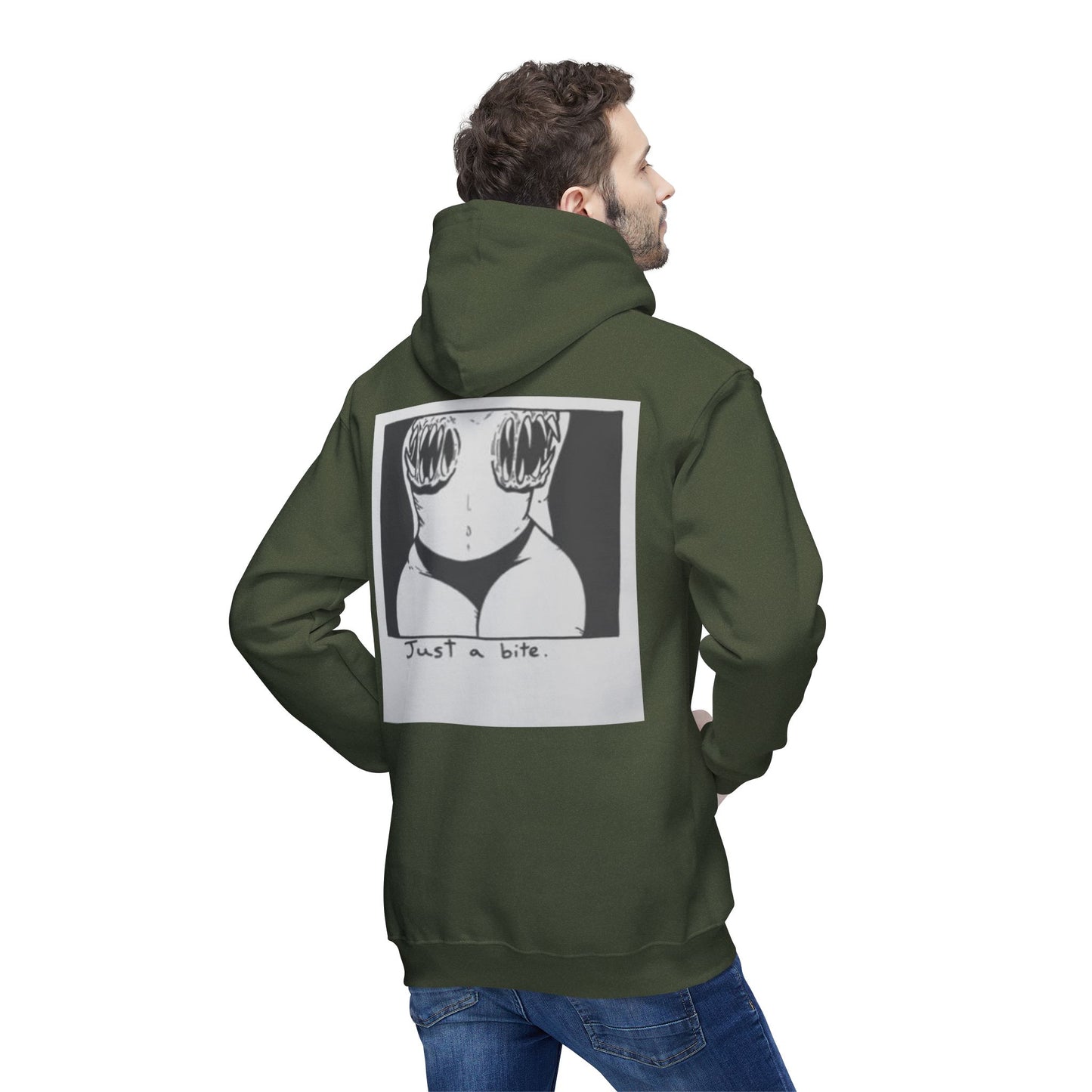 Unisex Hooded Sweatshirt with 'Just a Bite' Design - Casual Comfort for Every Occasion