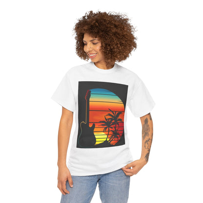 Sunset Guitar Vibe Unisex Heavy Cotton Tee