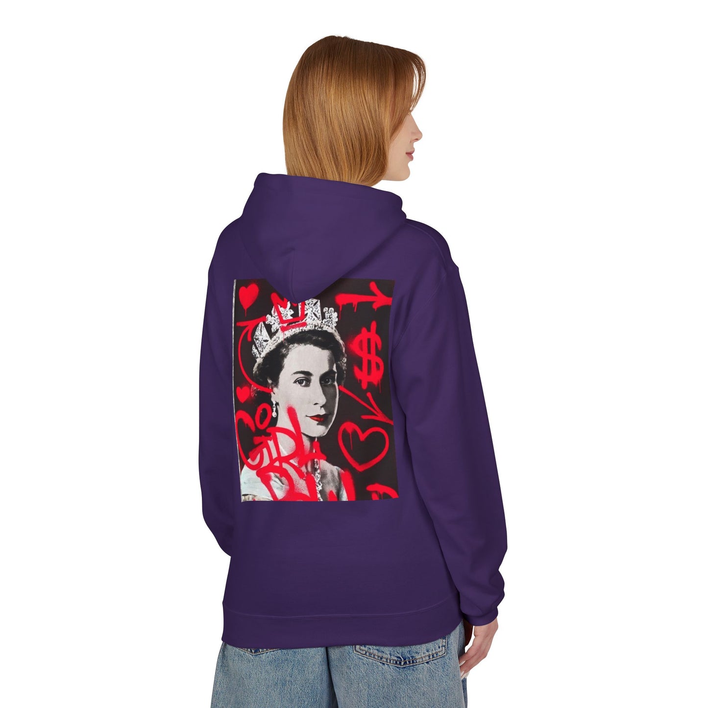 Queen Inspired Graphic Fleece Hoodie - Unisex Midweight, Cozy Apparel for Art Lovers