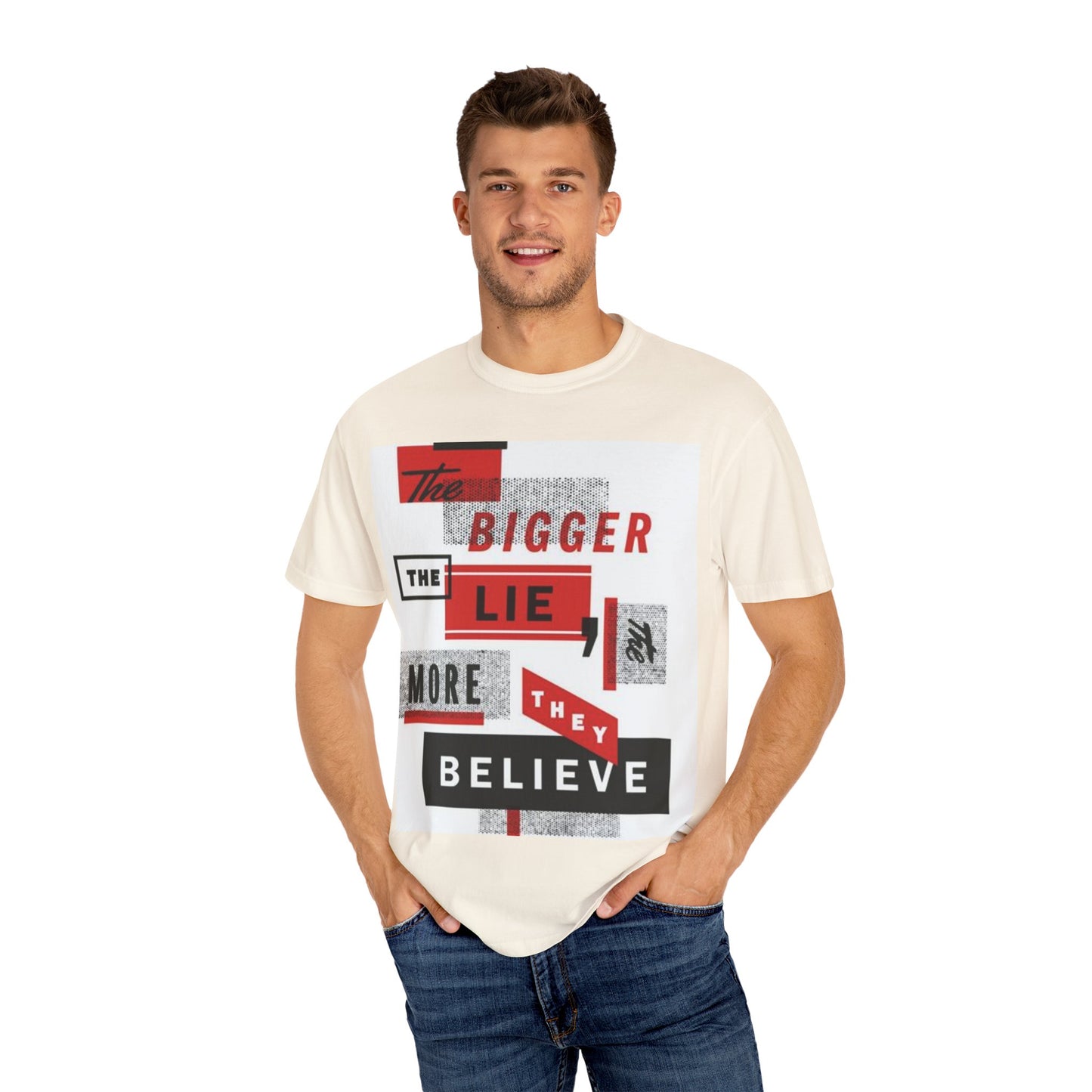 Bigger Lie Graphic Tee, Unisex T-shirt for Bold Statements, Casual Outfits, Gift for Friends, Streetwear Style, Everyday Comfort