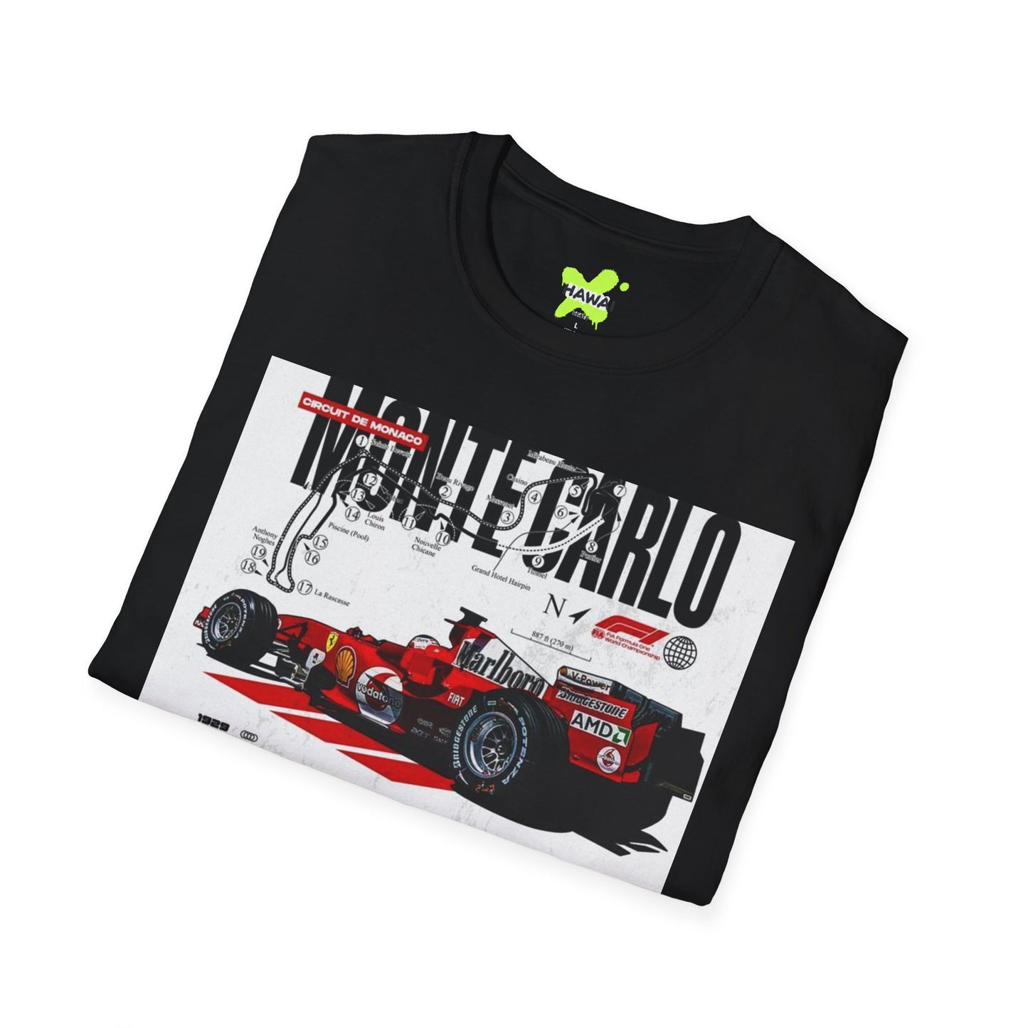 Monte Carlo Racing Graphic T-Shirt - Unisex Softstyle Tee for Car Enthusiasts