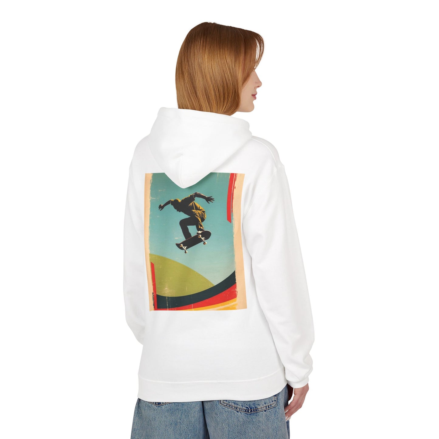 Retro Skateboarder Fleece Hoodie - Unisex Softstyle Pullover