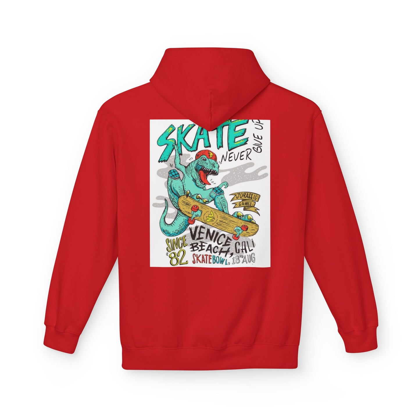 Skate Never Give Up Hoodie - Unisex Midweight Fleece with Retro Skater Design