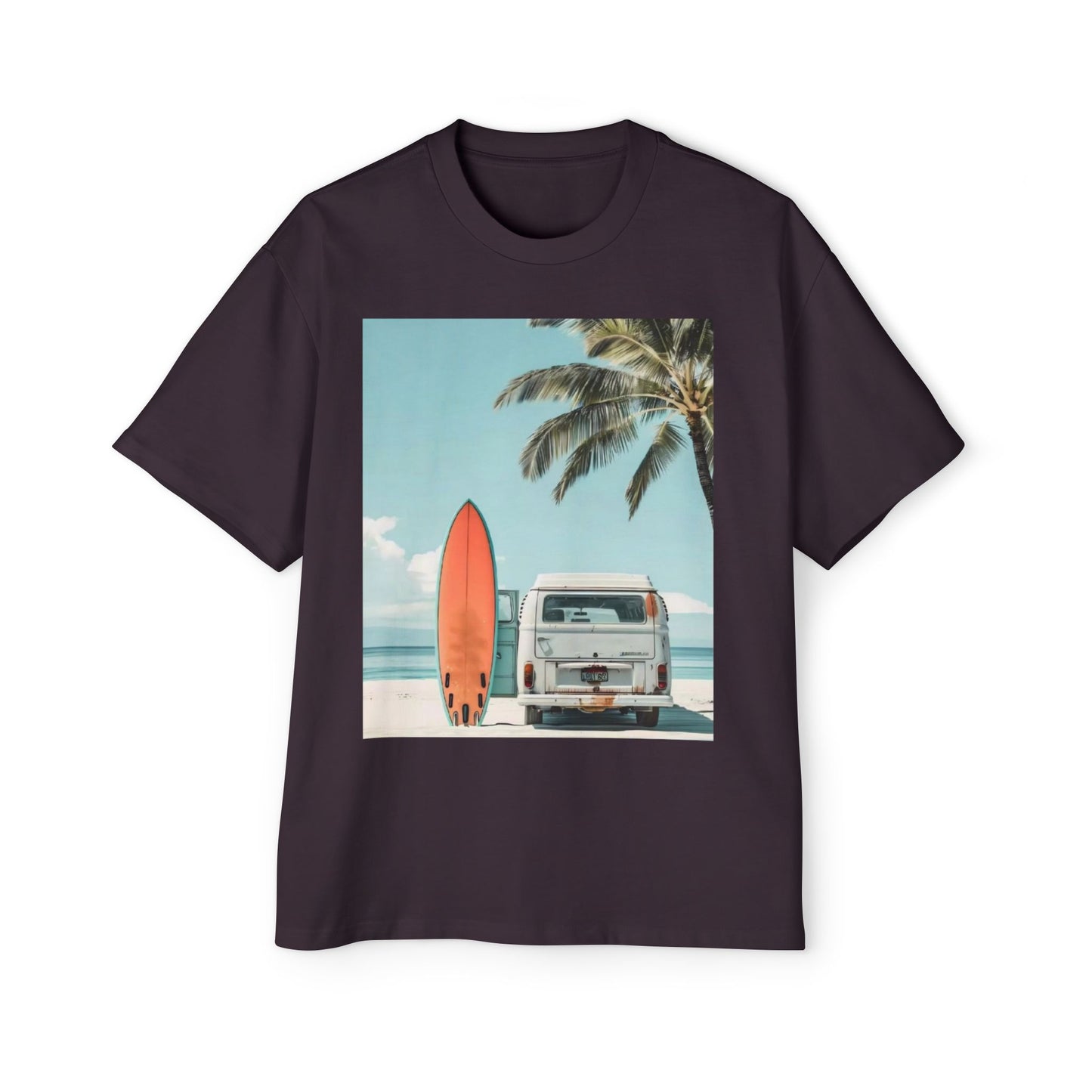 Surf Van Beach T-Shirt — Vintage Palm & Surfboard Graphic Tee