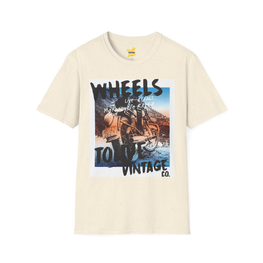 Vintage Wheels Unisex Softstyle T-Shirt - Stylish Graphic Tee for Outdoor Lovers, Great for Casual Wear, Gifts, Road Trips, Apparel