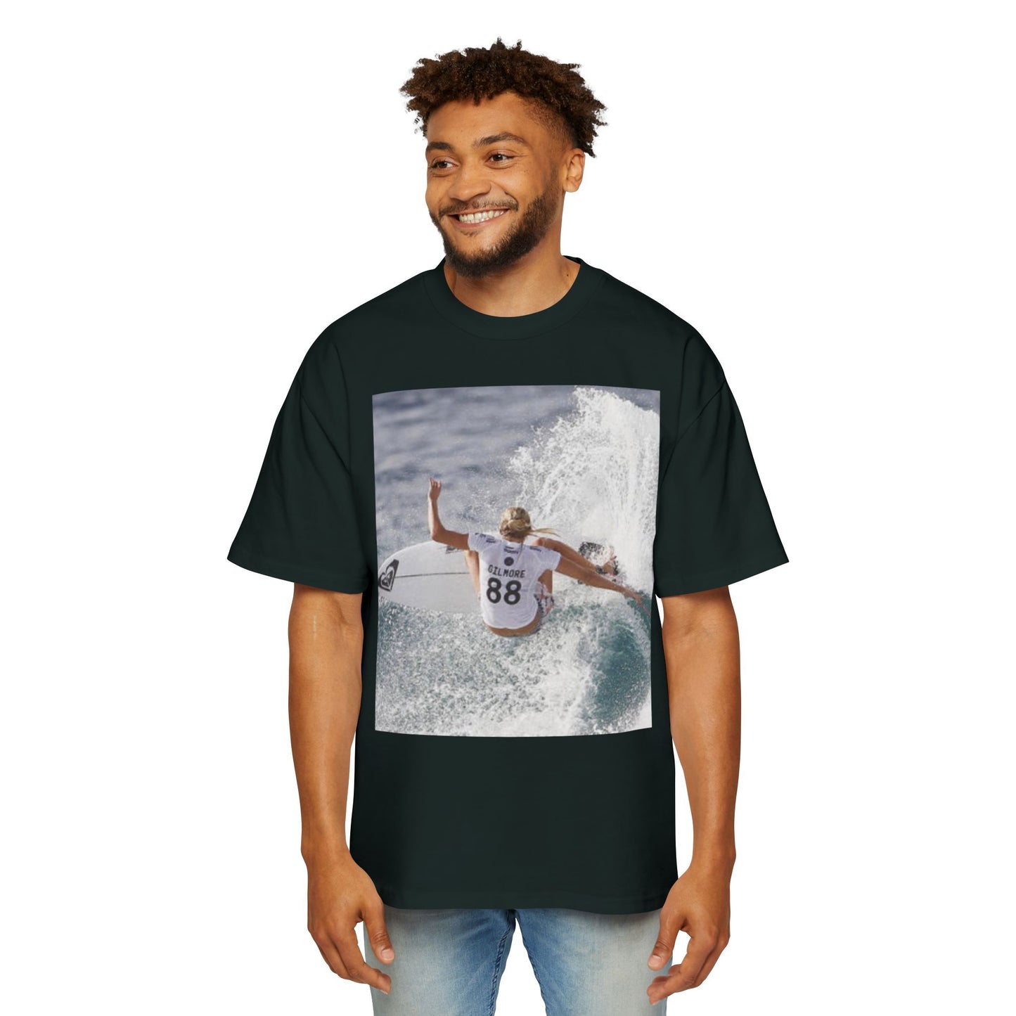 Surf Photo Oversized Tee — Wave Rider Graphic T-Shirt