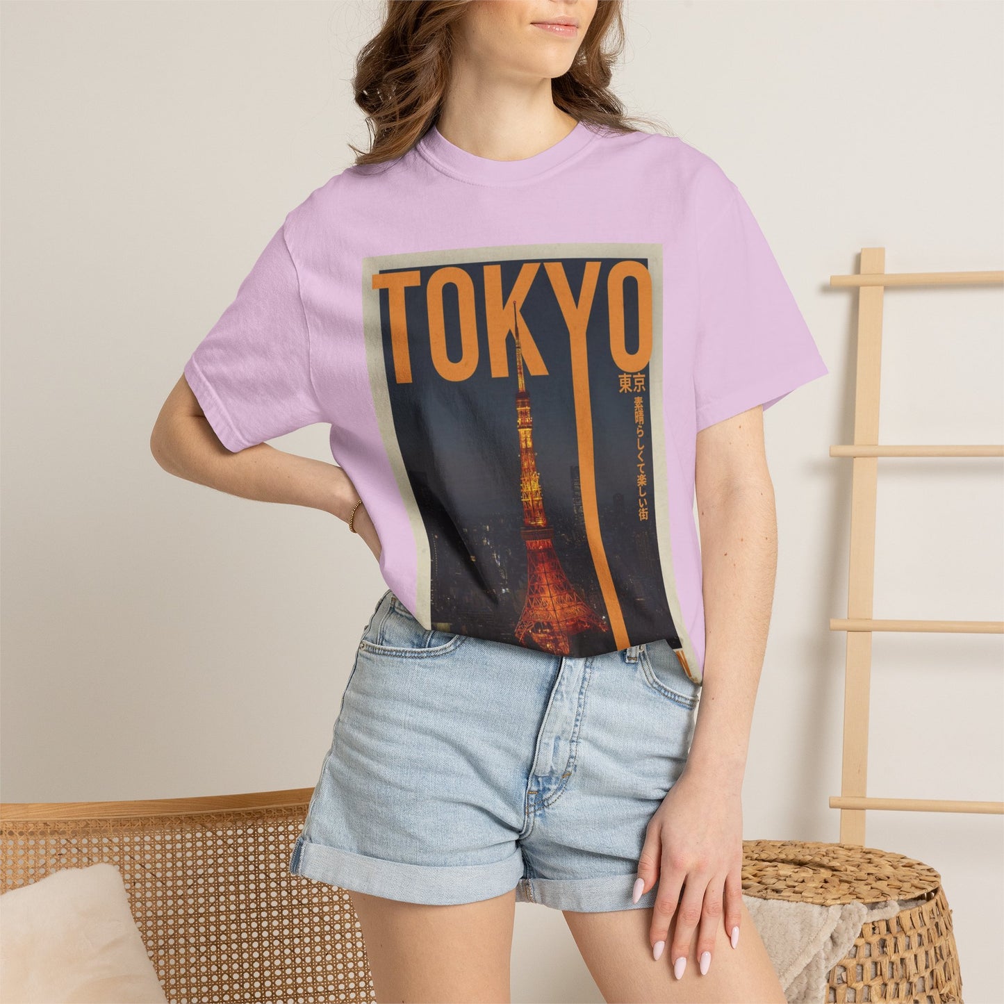 Tokyo Nightscape Graphic T-Shirt — Vintage Japan Tower Travel Poster Tee
