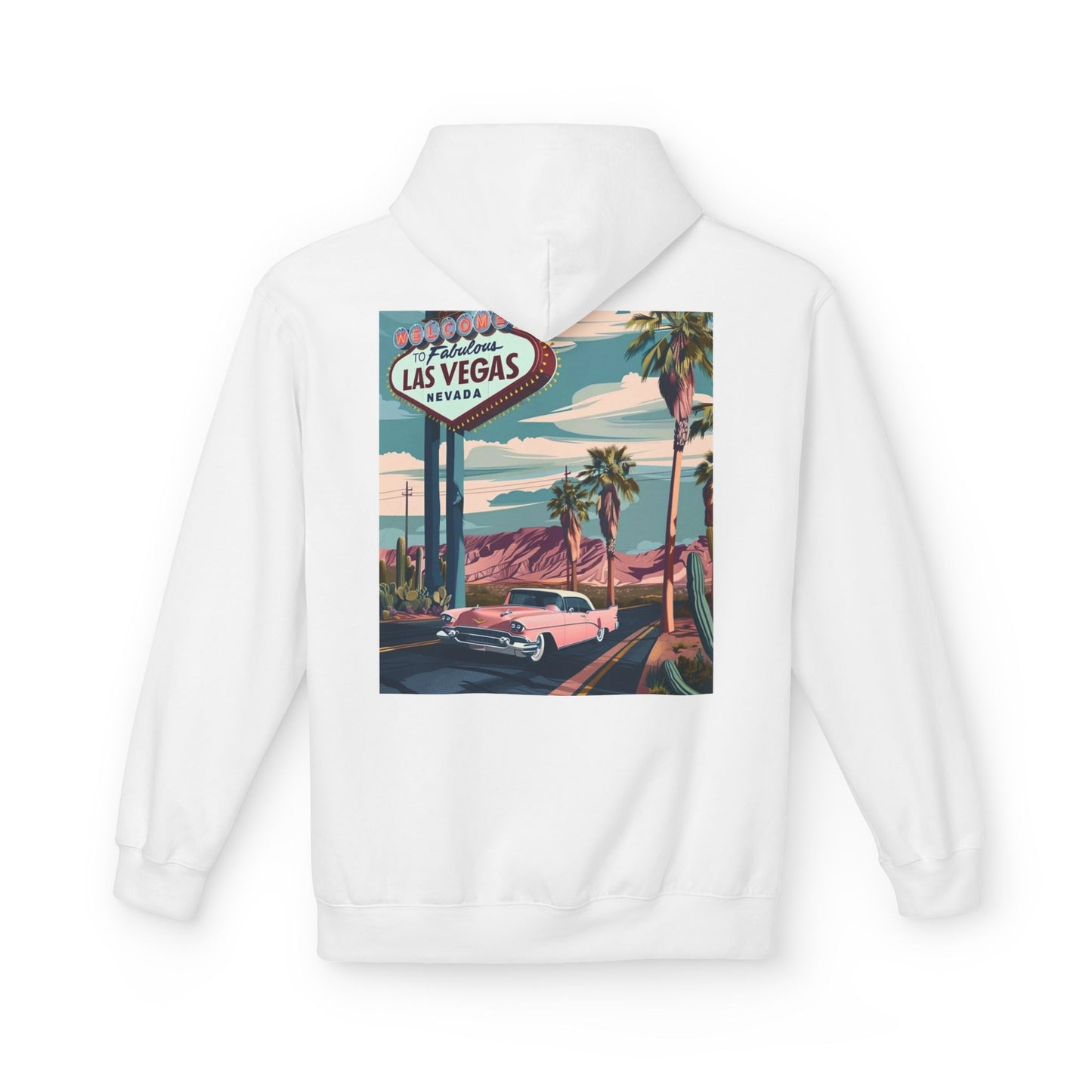 Retro Las Vegas Fleece Hoodie - Unisex Midweight Sweatshirt