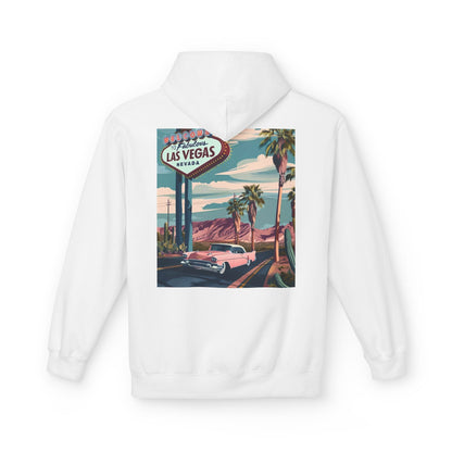 Retro Las Vegas Fleece Hoodie - Unisex Midweight Sweatshirt