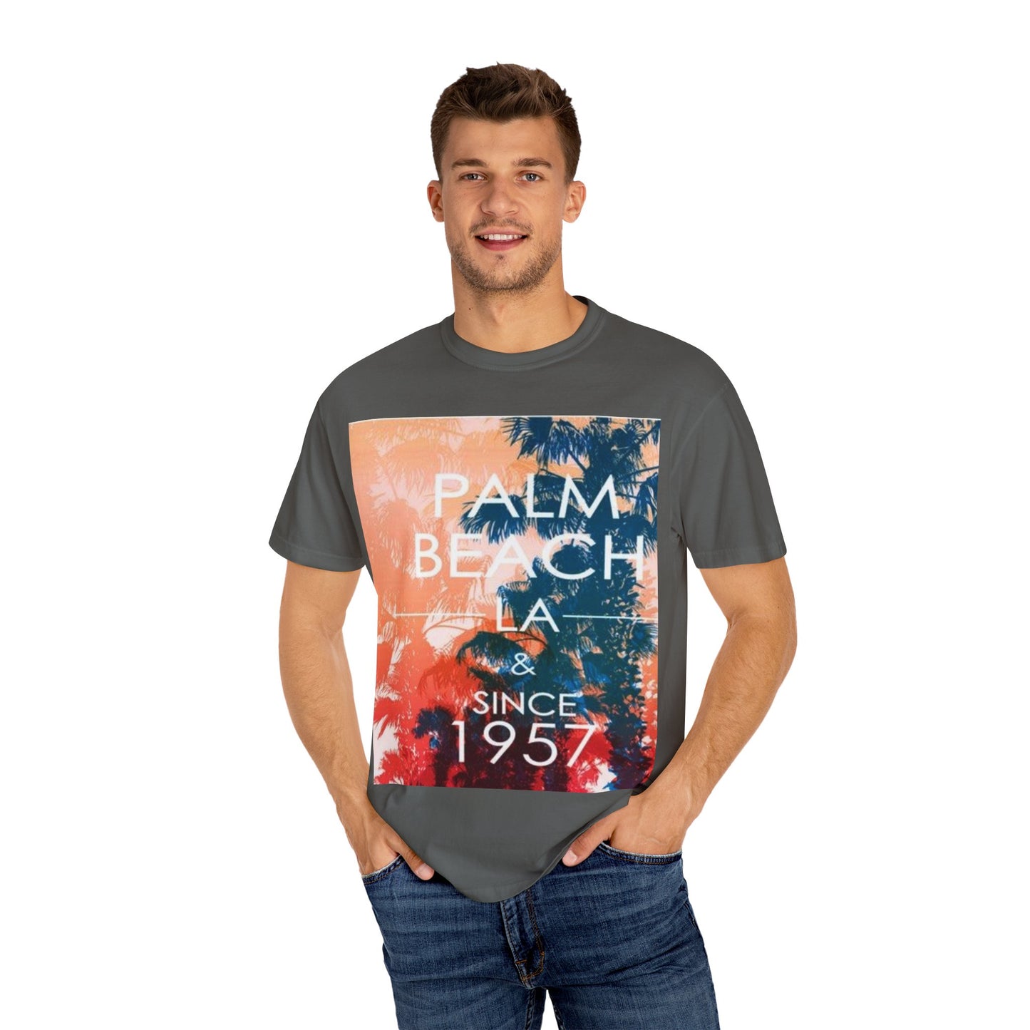 Vintage Palm Beach T-Shirt, Casual Outdoor Wear, Unisex Summer Tee, Beach Vacation Apparel, Retro Graphic Tee