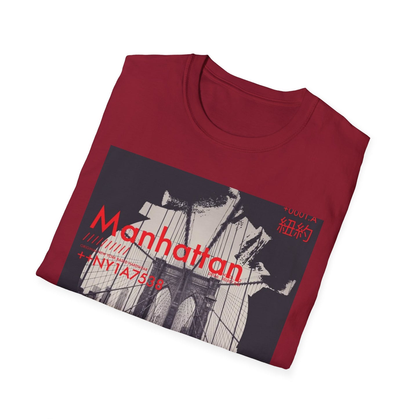 Manhattan Unisex Softstyle T-Shirt, NYC Art Tee, Graphic T-Shirt, Casual Wear, Gift for City Lovers, Travel Enthusiast