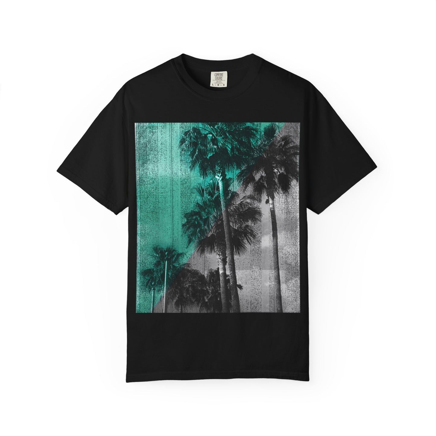 Palm Trees Photo Tee — Vintage Teal Sunset T-Shirt