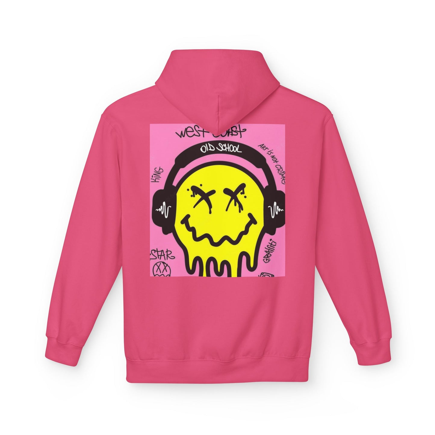 Retro Graffiti Hoodie – Unisex Midweight Fleece with Vibrant Yellow Design