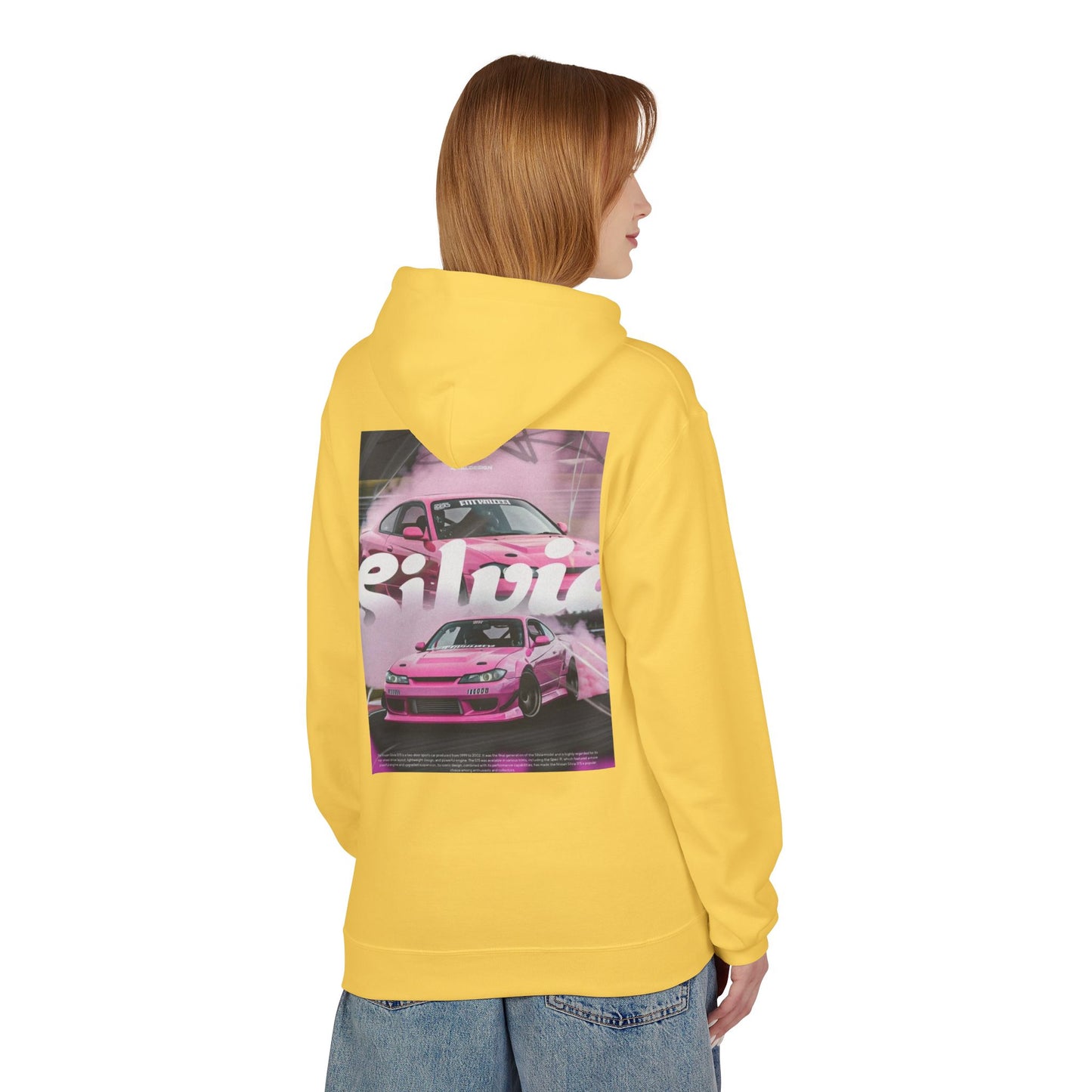 Unisex Fleece Hoodie with Pink Silvia Design - Stylish and Comfortable Streetwear