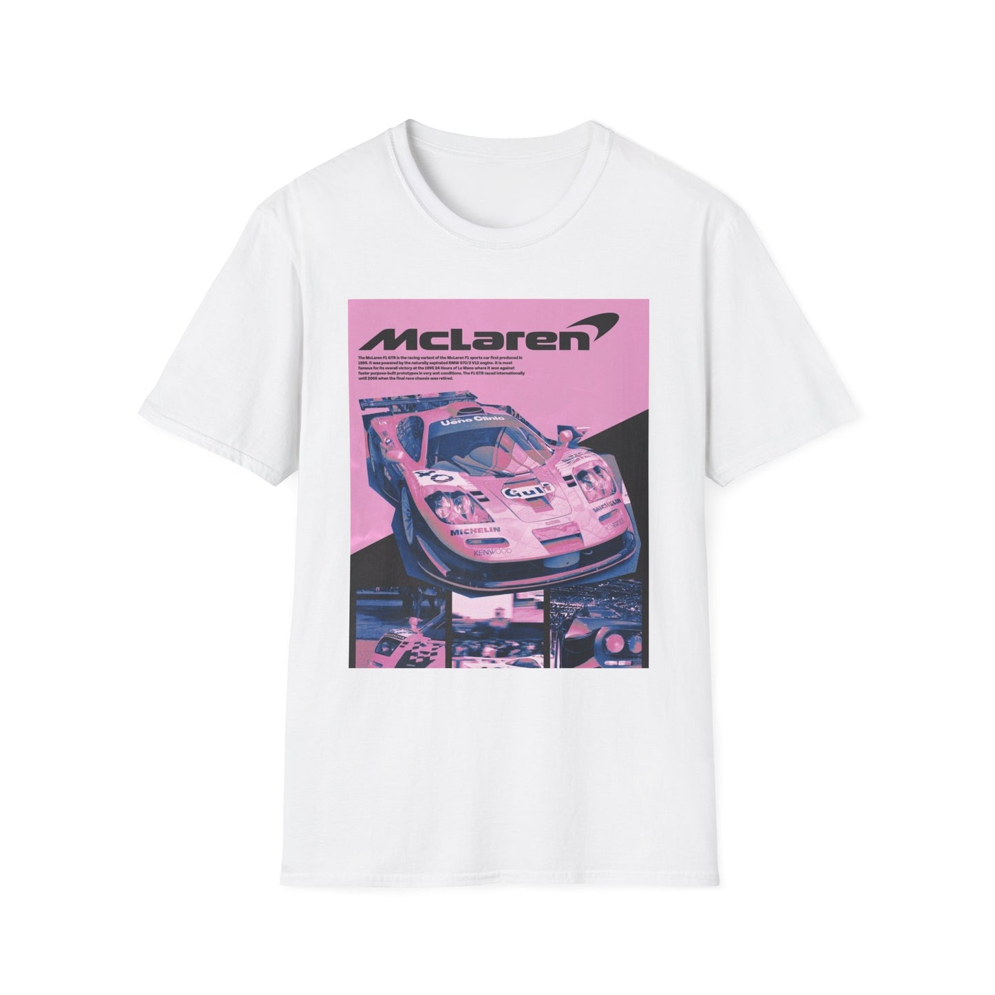 Retro McLaren Racing T-Shirt - Unisex Softstyle Tee for Car Enthusiasts