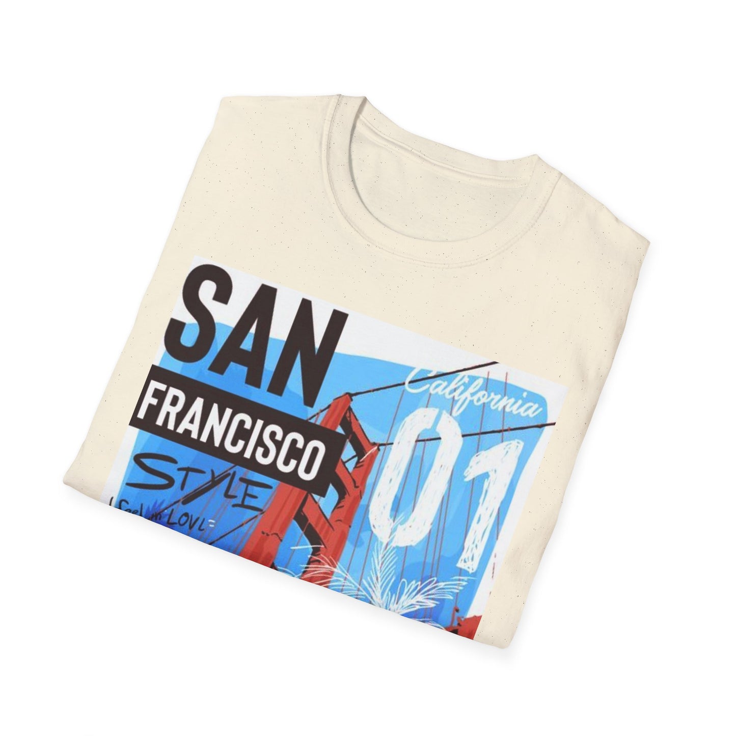 San Francisco Graphic Unisex Softstyle T-Shirt - California Vibe, Perfect for Beach Lovers