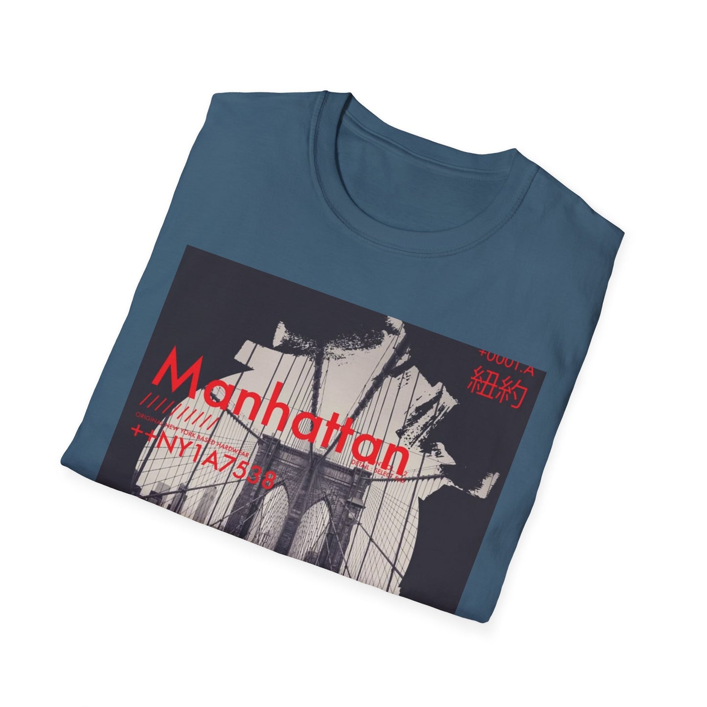 Manhattan Unisex Softstyle T-Shirt, NYC Art Tee, Graphic T-Shirt, Casual Wear, Gift for City Lovers, Travel Enthusiast