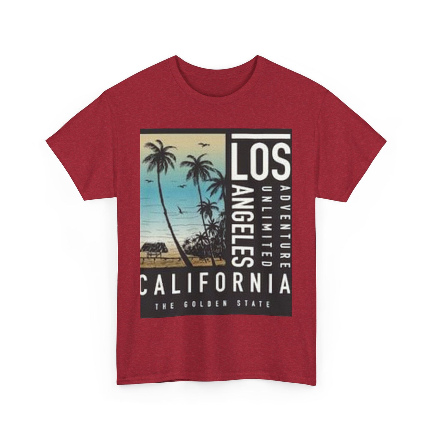 California Adventure Unisex Heavy Cotton Tee, Summer Style Shirt, Beach Vacation Top, Los Angeles Gift, Travel Apparel