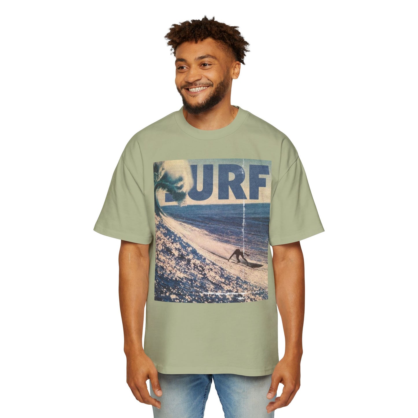 Surf Vintage Photo Tee — Men's Oversized Surf Graphic T-Shirt