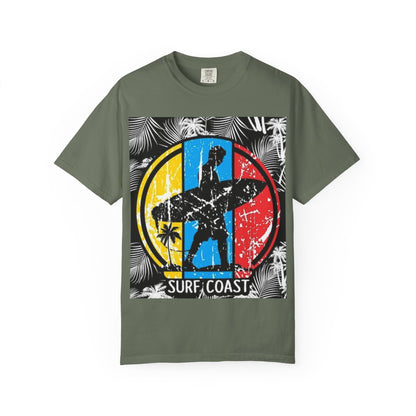 Surf Coast Unisex Garment-Dyed T-shirt - Retro Beach Vibes, Summer Essential, Surfing Gift, Casual Wear, Vacation Style