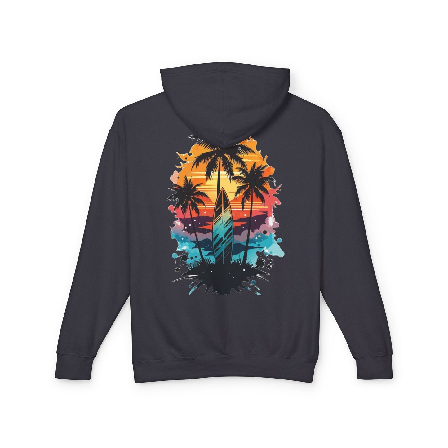 Coastal Sunset Surf Hoodie - Unisex Lightweight Hooded Sweatshirt