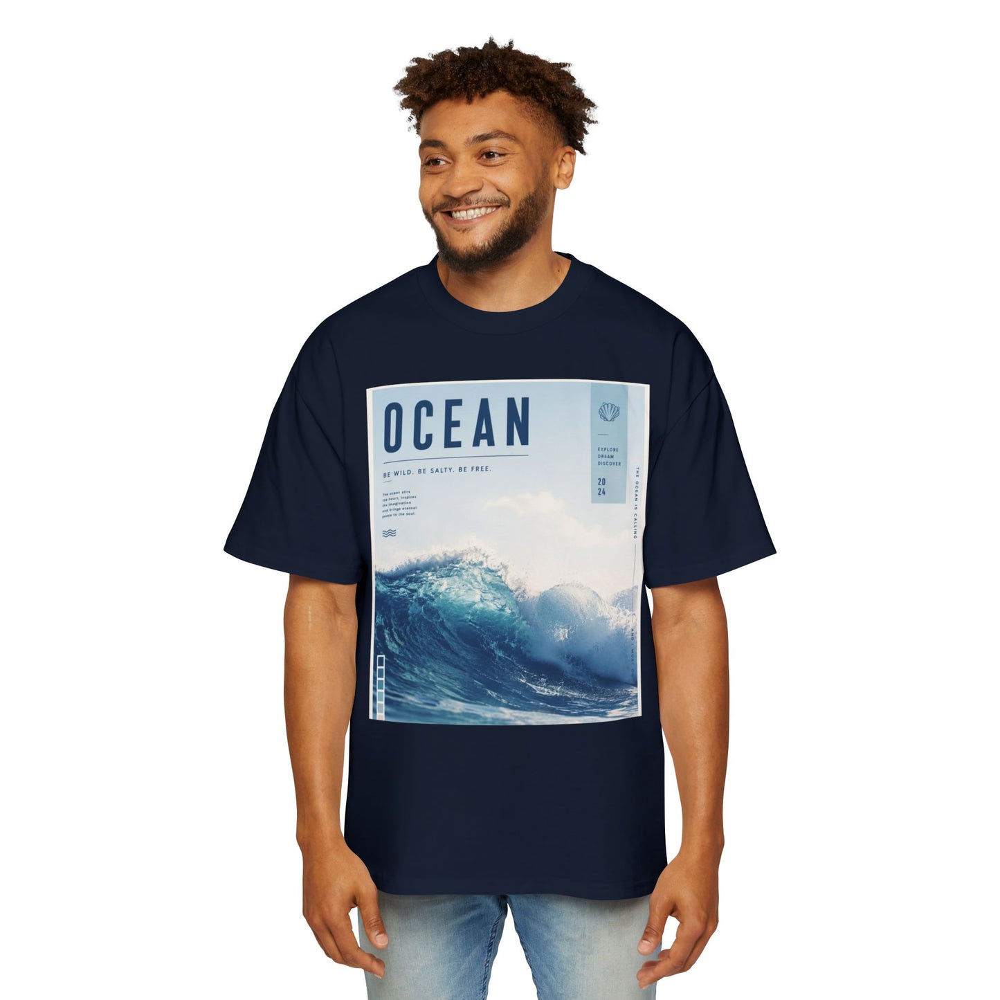 Ocean Wave Graphic Tee — "OCEAN" Coastal Photo Print T-Shirt