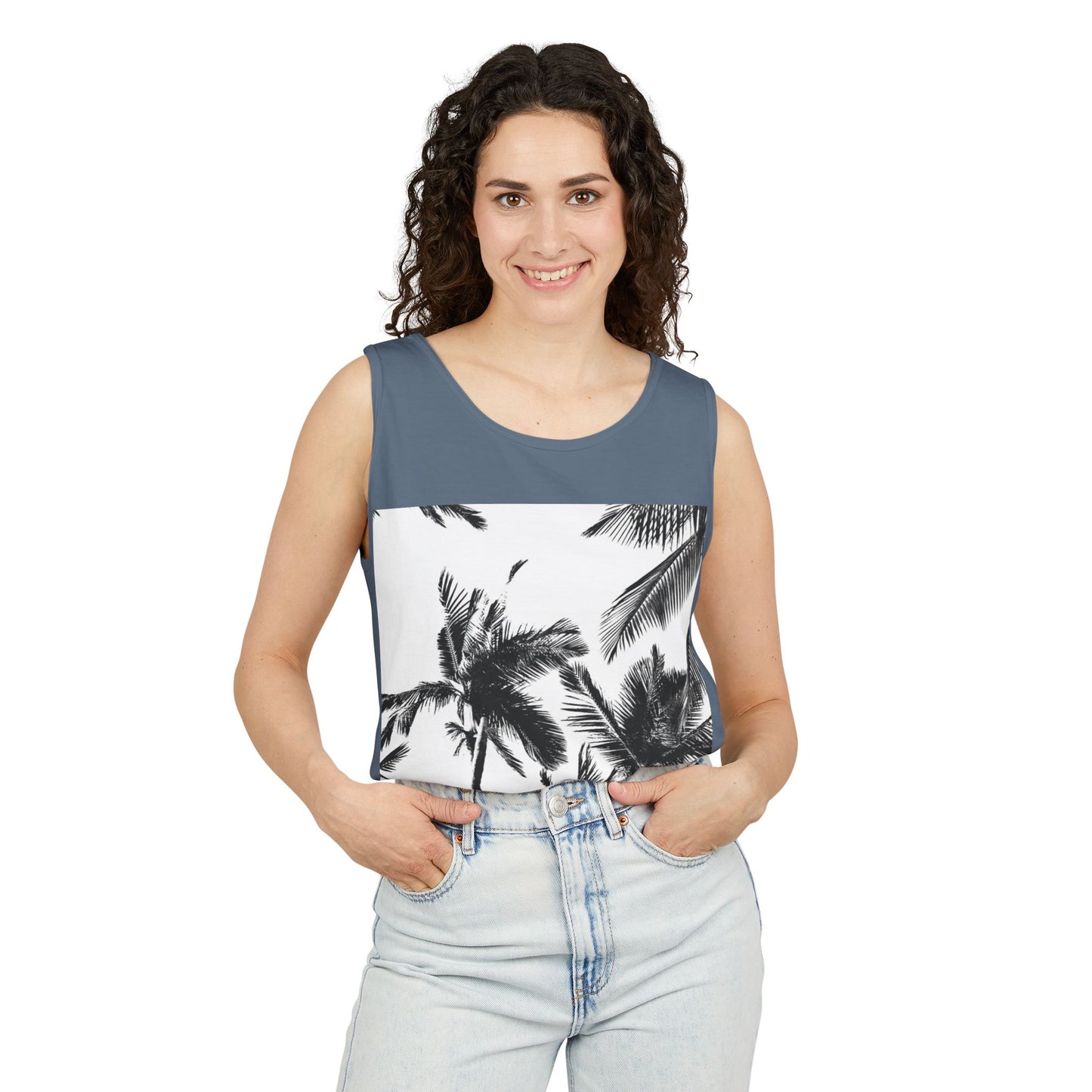 Tropical Palm Tank Top | Summer Vibes | Unisex Beachwear, Casual Top, Vacation Essential, Gift for Him or Her, Relaxed Fit