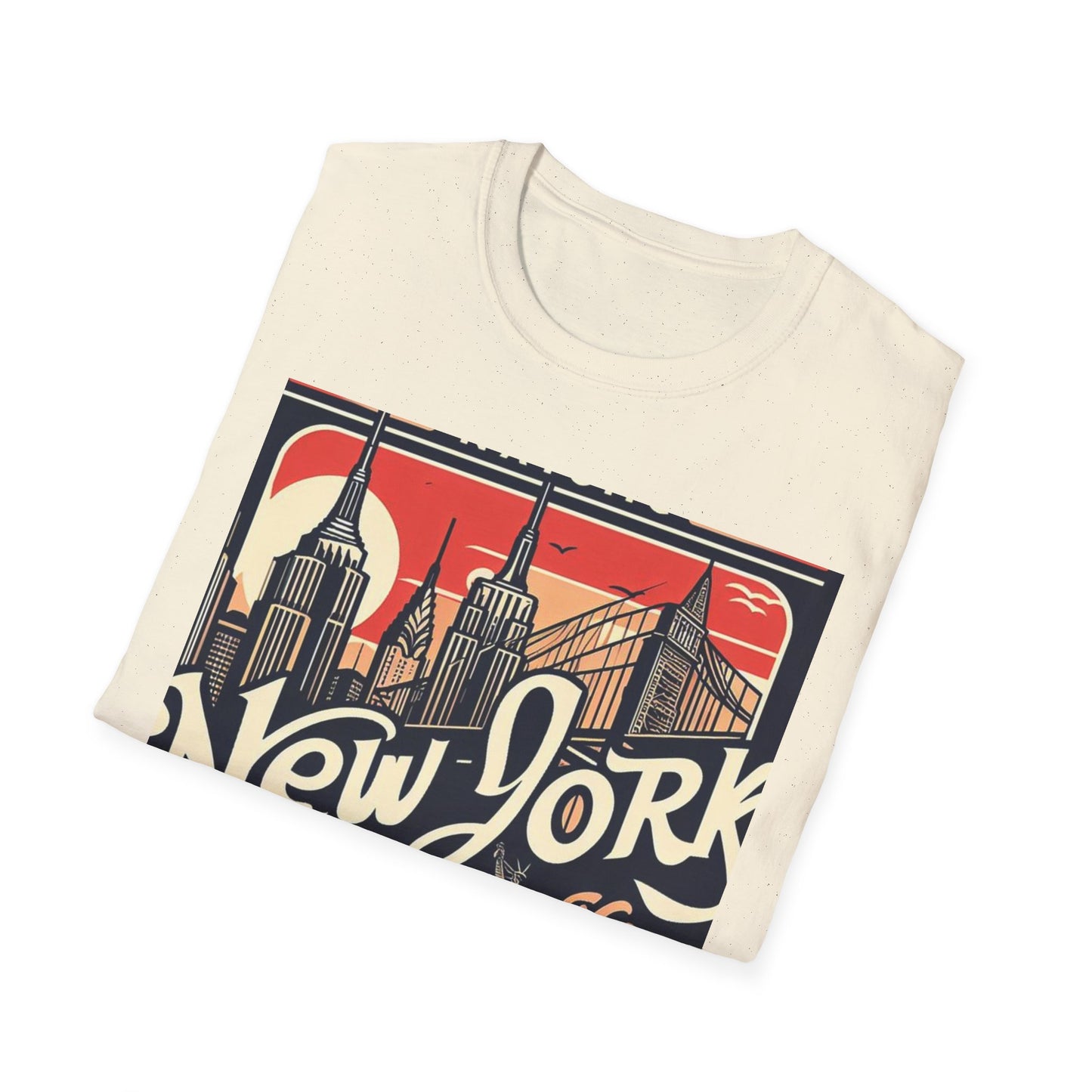 NYC Vintage T-Shirt, Unisex Softstyle Tee, New York City Shirt, Travel Souvenir Gift, Casual Wear for Tourists