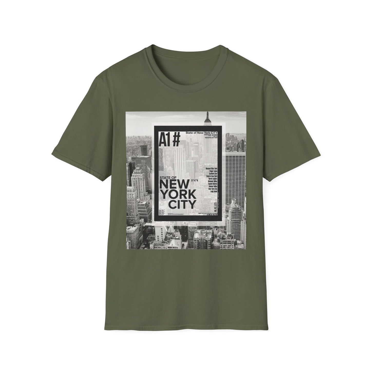 NYC Graphic Unisex Softstyle T-Shirt | Casual Wear, Street Style, Unique Gift, Travel Souvenir, City Life
