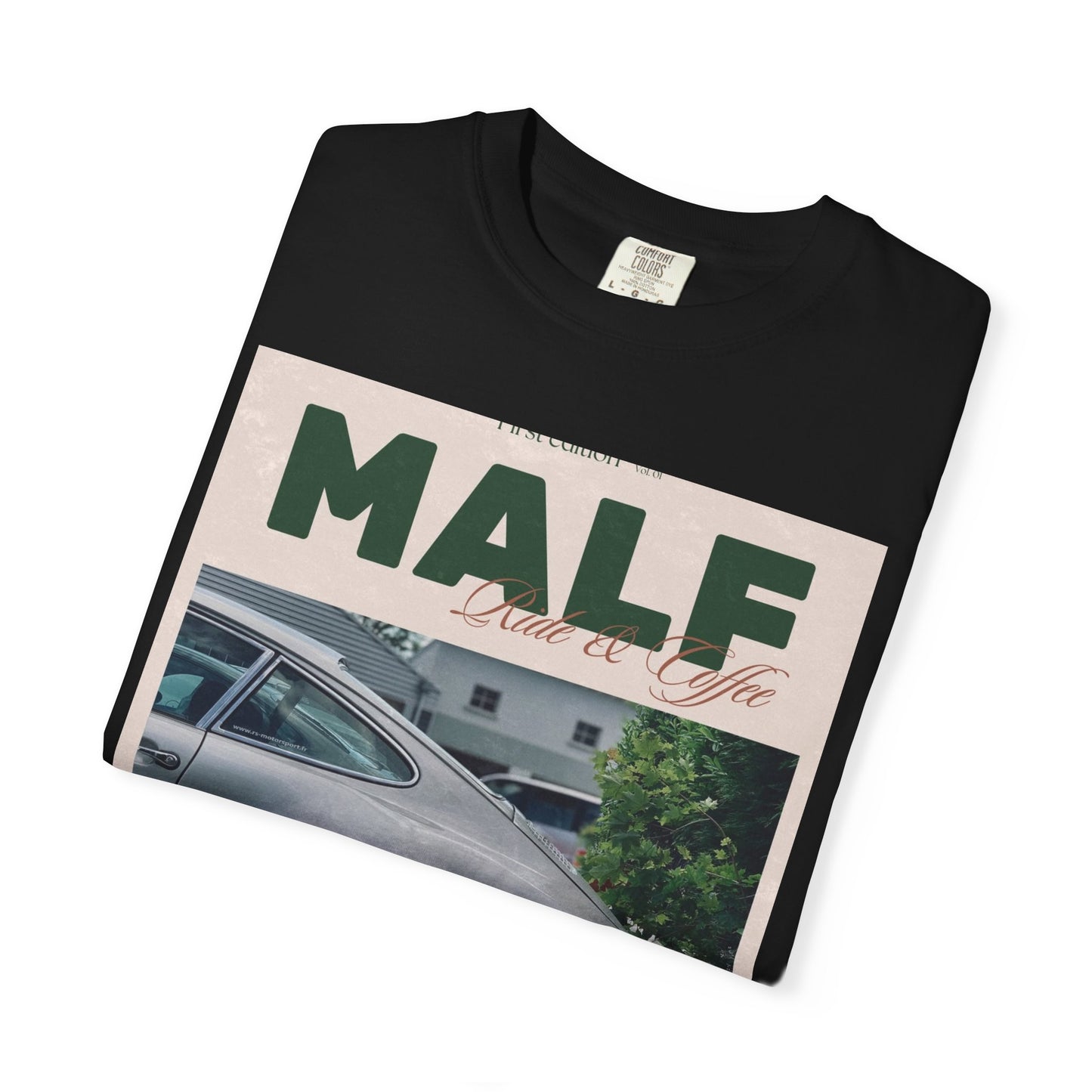 Vintage Porsche Photo Tee — "MALF Live to Ride" Graphic T-Shirt