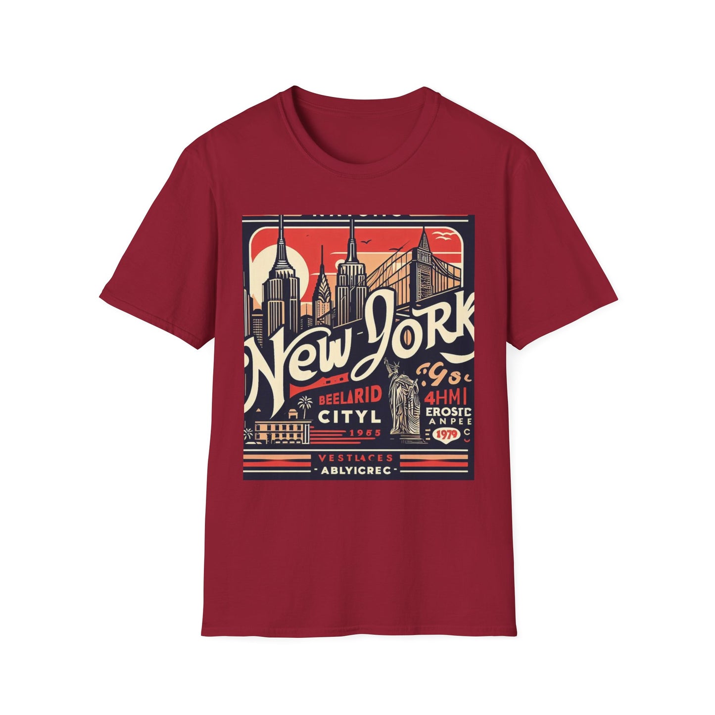 NYC Vintage T-Shirt, Unisex Softstyle Tee, New York City Shirt, Travel Souvenir Gift, Casual Wear for Tourists