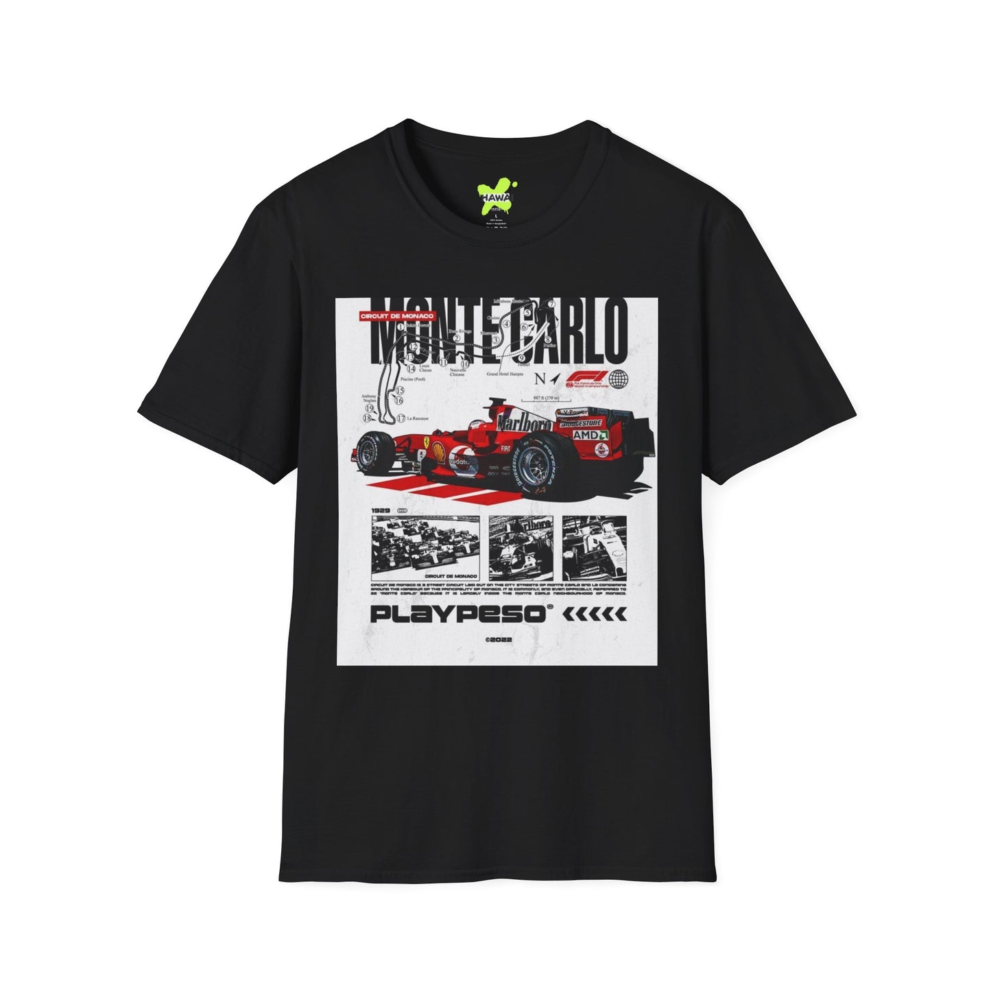 Monte Carlo Racing Graphic T-Shirt - Unisex Softstyle Tee for Car Enthusiasts